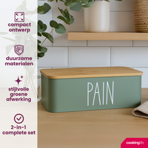 Cookinglife Brotdose mit Bambus Schneidebrett - Grün