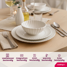 Cookinglife Geschirrset Cardida Off White 18-teilig / 6 Personen - 6 Speiseteller, 6 Frühstücksteller und 6 Schalen