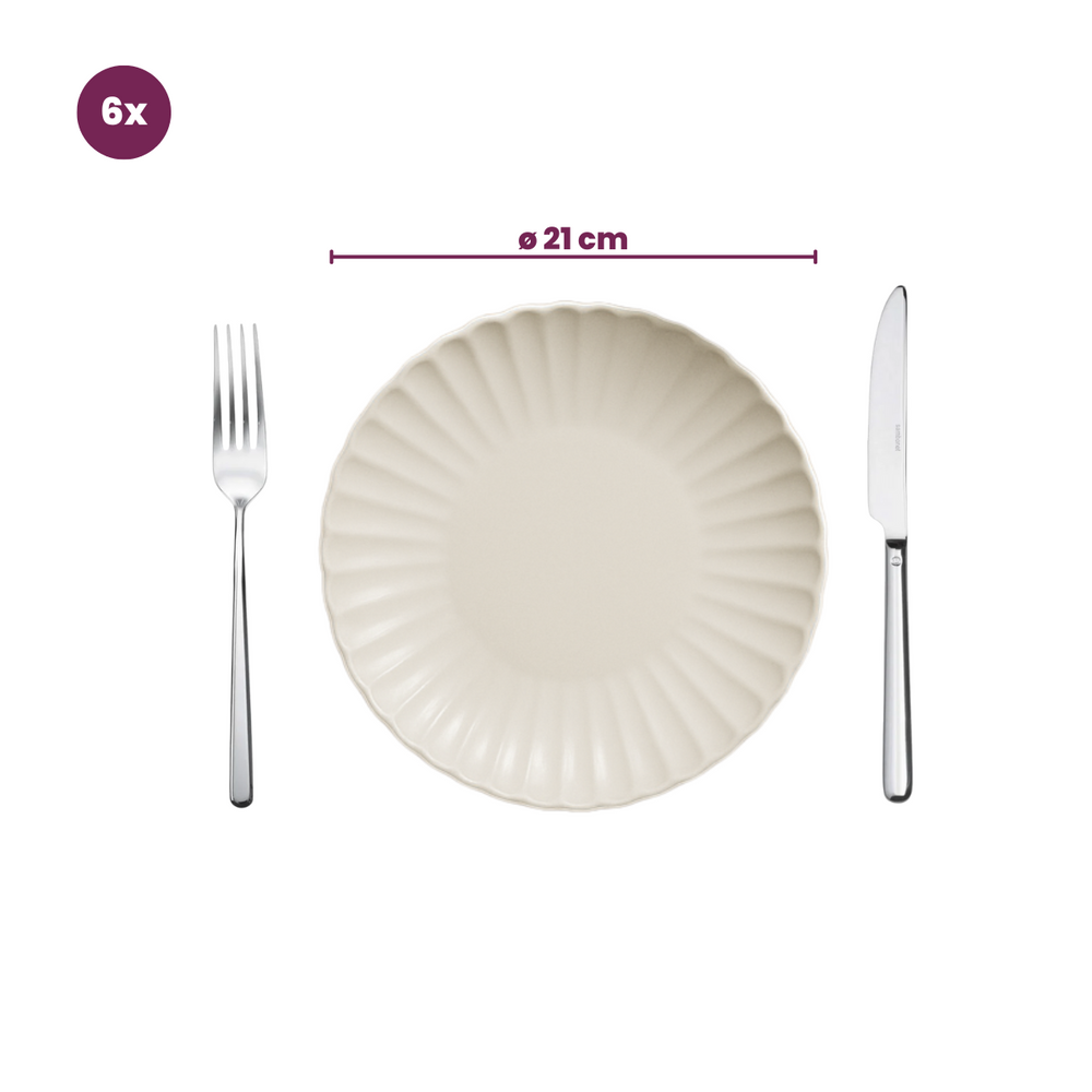 Cookinglife Geschirrset Cardida Off White 18-teilig / 6 Personen - 6 Speiseteller, 6 Frühstücksteller und 6 Schalen