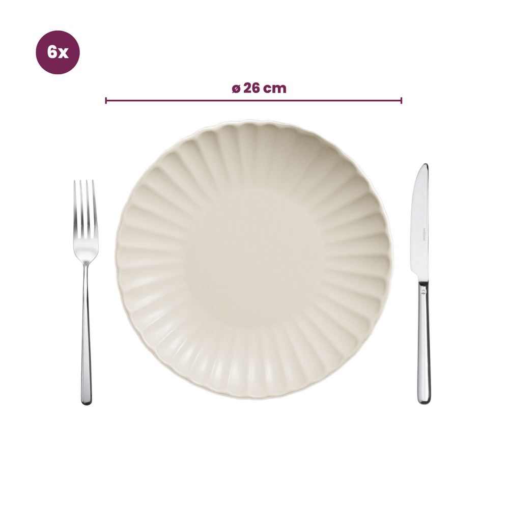 Cookinglife Geschirrset Cardida Off White 18-teilig / 6 Personen - 6 Speiseteller, 6 Frühstücksteller und 6 Schalen