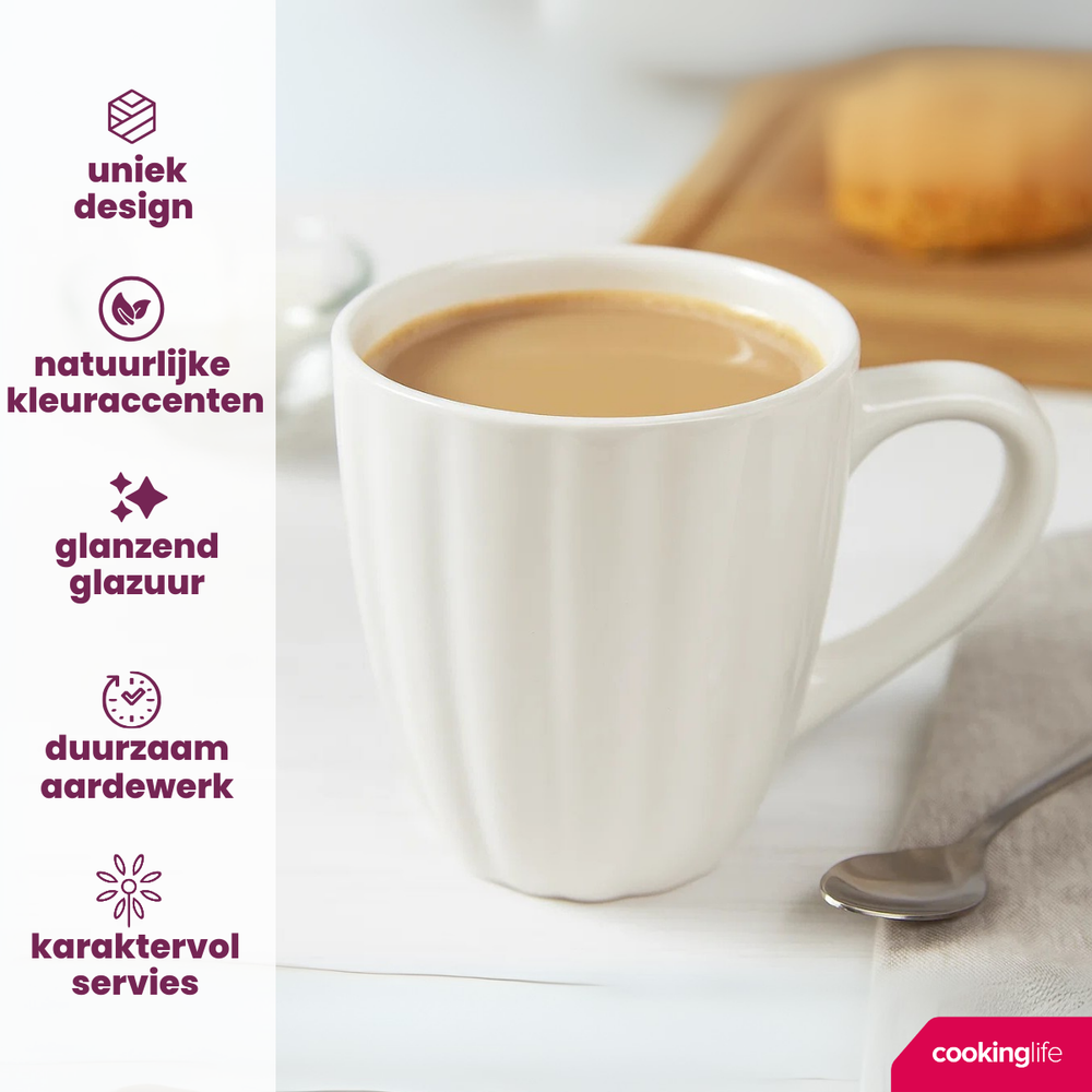 Cookinglife Tassen Cardida Off White 350 ml - 6 Stuks