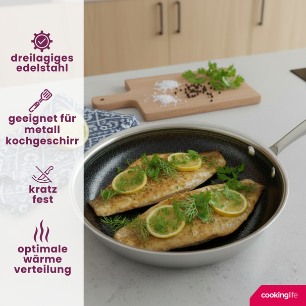 Cookinglife Bratpfannenset HexaCook Ø 24 und 28 cm – geeignet für alle Wärmequellen – keramische Antihaftbeschichtung