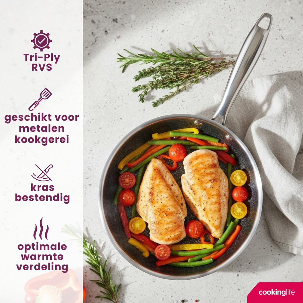 Cookinglife Bratpfanne HexaCook Ø 24 cm – geeignet für alle Wärmequellen – keramische Antihaftbeschichtung