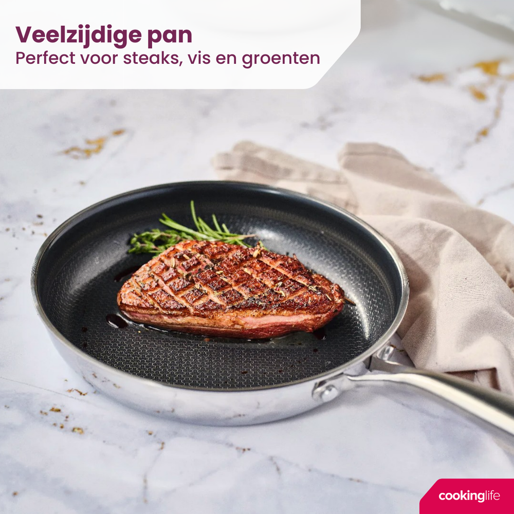 Cookinglife Wok-Pfanne HexaCook ø 28 cm - NON STICK - keramische antihaftbeschichtung - PFAS-frei - geeignet für alle Wärmequellen