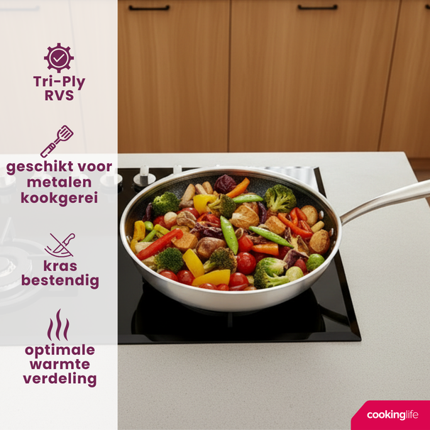 Cookinglife Wokpfanne HexaCook Ø 28 cm – keramische Antihaftbeschichtung – geeignet für alle Wärmequellen