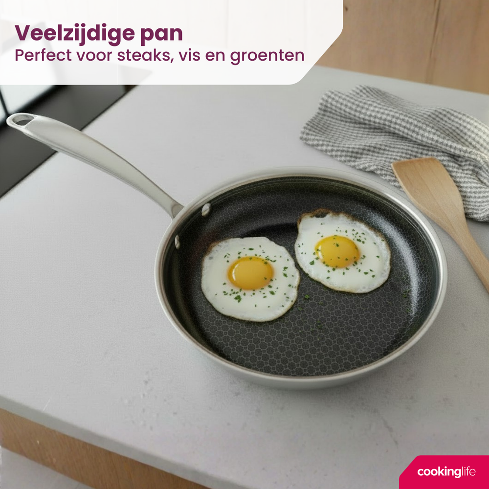 Cookinglife Bratpfannenset HexaCook Ø 24 und 28 cm – geeignet für alle Wärmequellen – keramische Antihaftbeschichtung