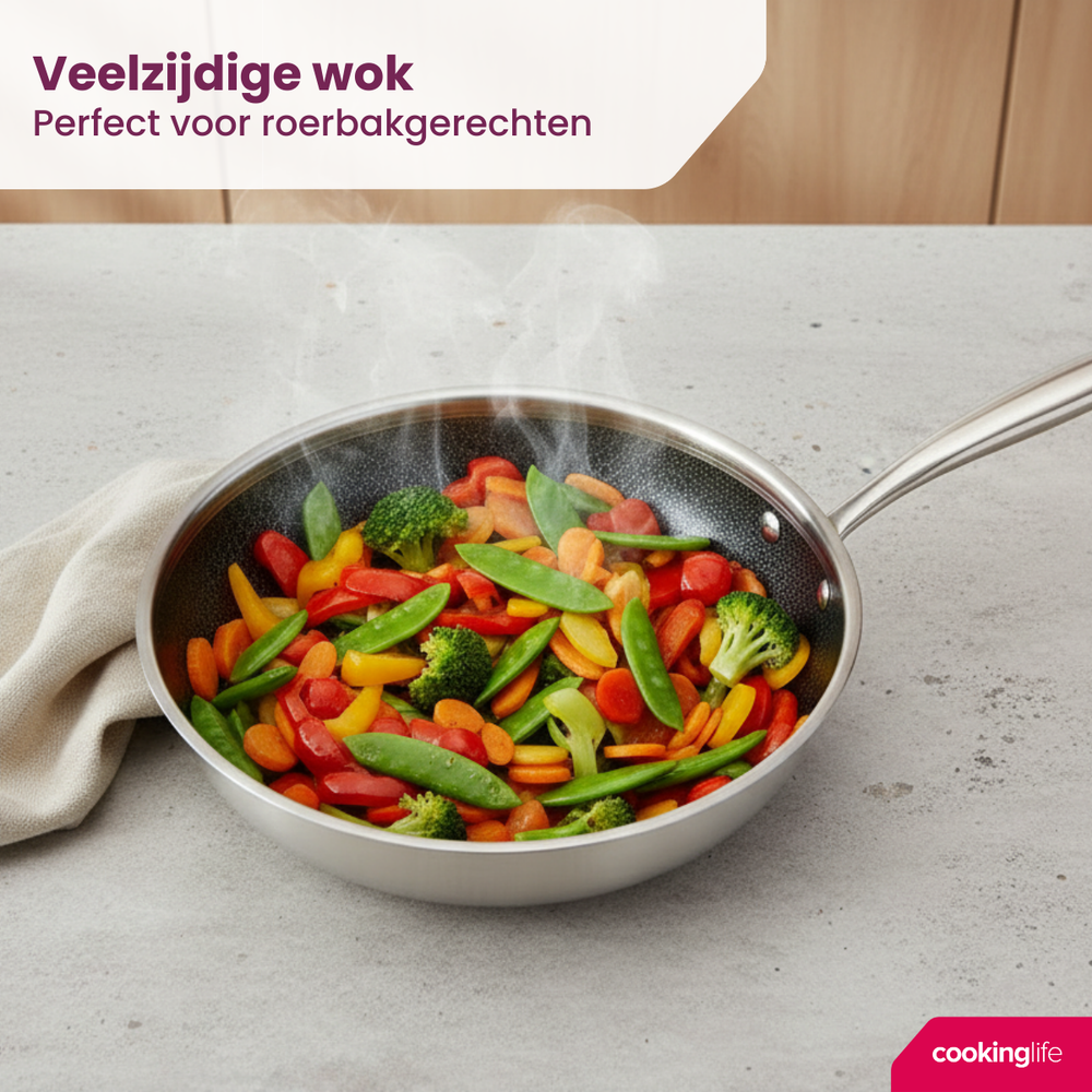 Cookinglife Wokpfanne HexaCook Ø 28 cm – keramische Antihaftbeschichtung – geeignet für alle Wärmequellen