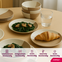 Cookinglife Geschirrset Leem 18-teilig / 6 Personen - 6 Speiseteller, 6 Frühstücksteller und 6 Schalen