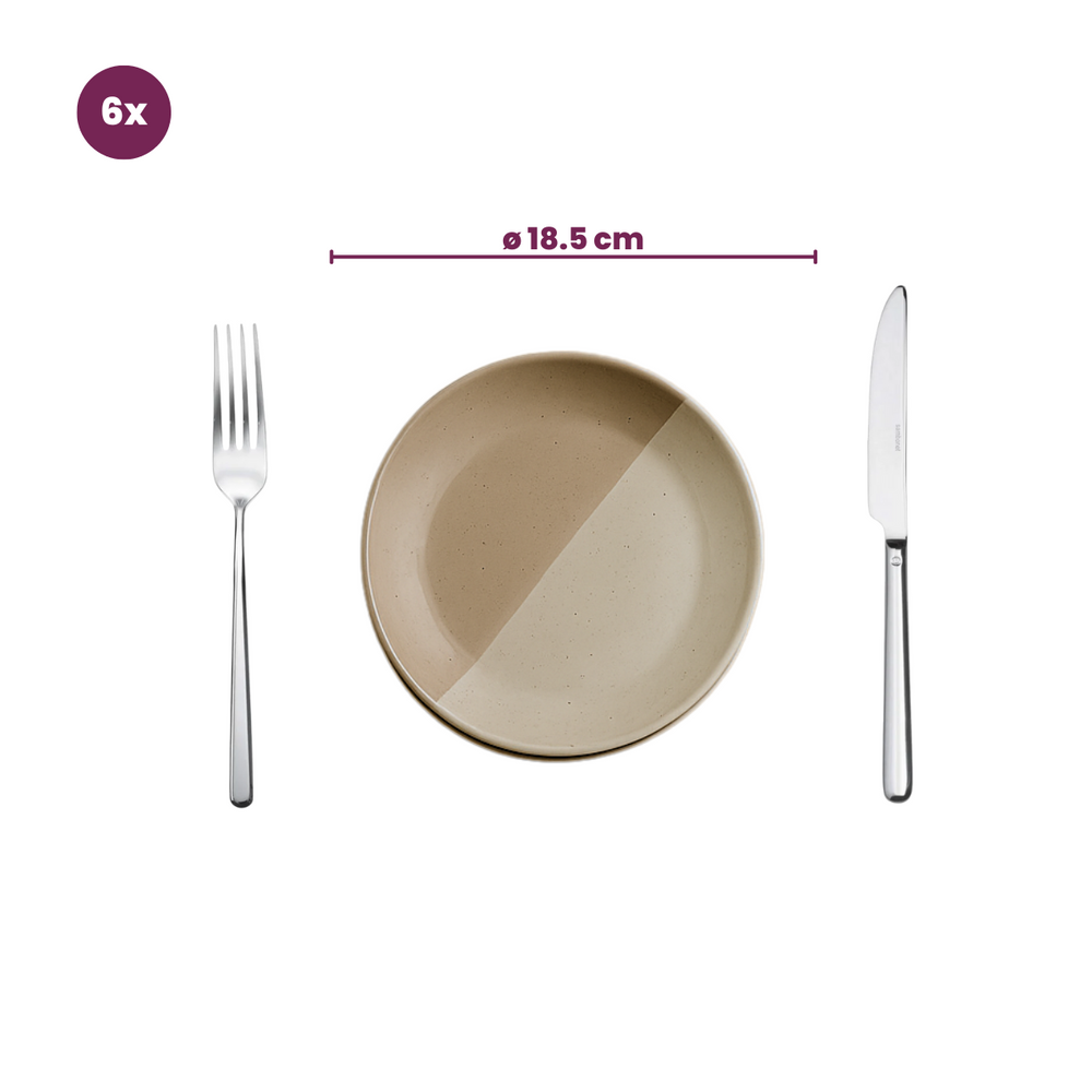 Cookinglife Geschirrset Leem 18-teilig / 6 Personen - 6 Speiseteller, 6 Frühstücksteller und 6 Schalen