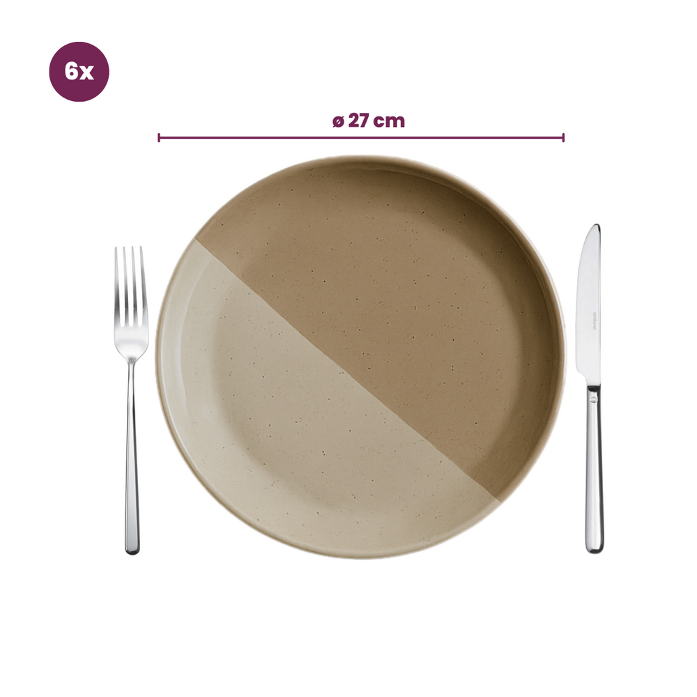 Cookinglife Geschirrset Leem 18-teilig / 6 Personen - 6 Speiseteller, 6 Frühstücksteller und 6 Schalen