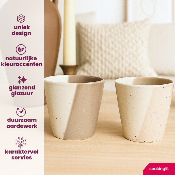 Cookinglife Kaffeetassen Lehm 200 ml - 6 Stück