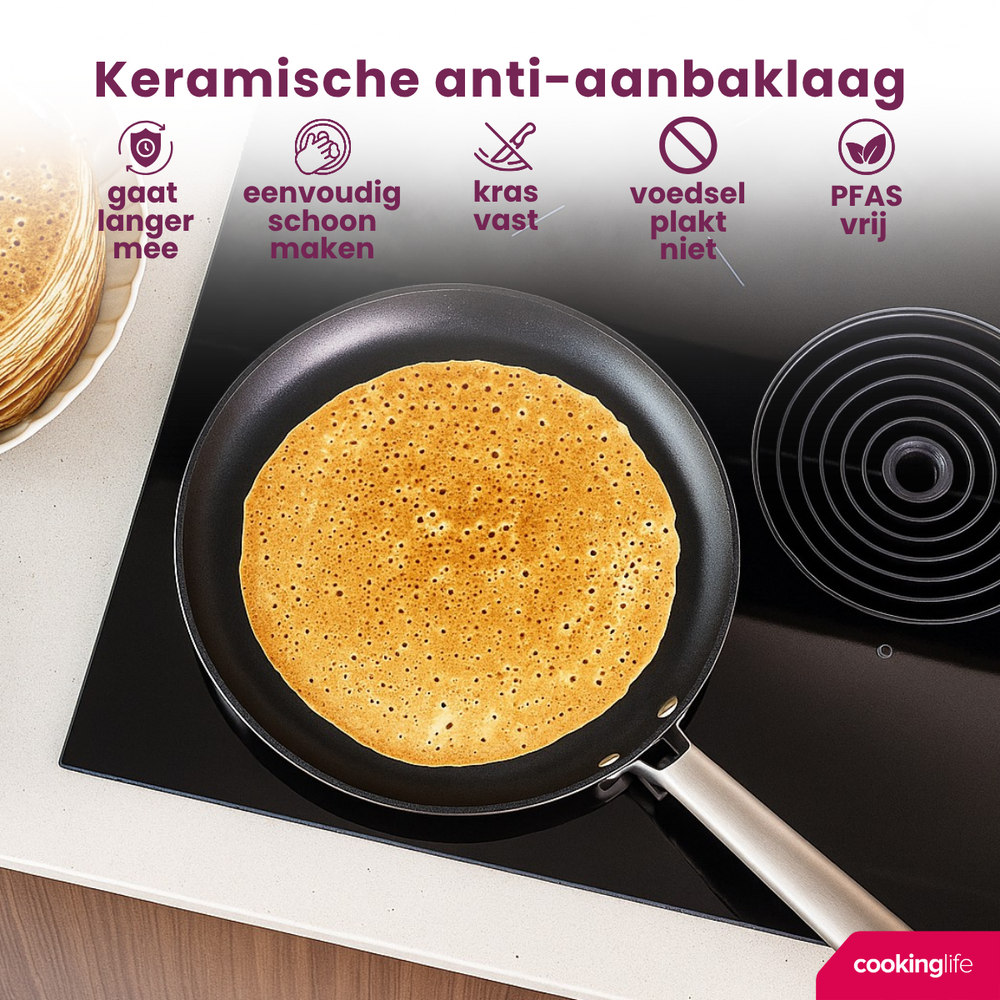 Cookinglife Pfannkuchenpfanne ProForge - ø 28 cm - keramische Antihaftbeschichtung - PFAS-frei