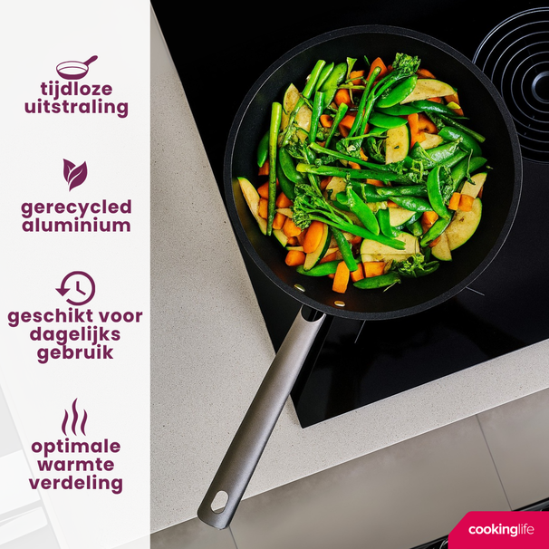 Cookinglife Wok-Pfanne ProForge ø 28 cm - keramische Antihaftbeschichtung - PFAS-frei