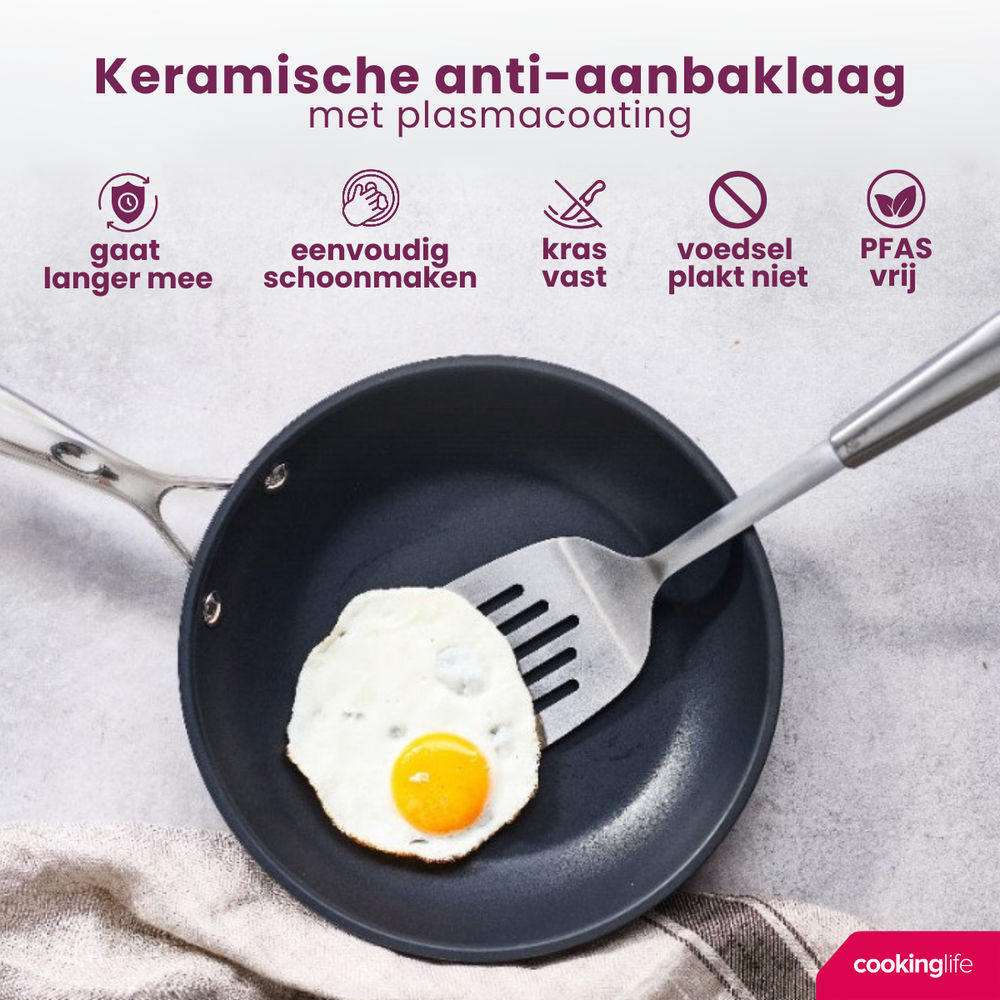 Cookinglife Bratpfanne Revolt ø 28 cm - keramische antihaftbeschichtung - PFAS-frei - geeignet für alle Wärmequellen