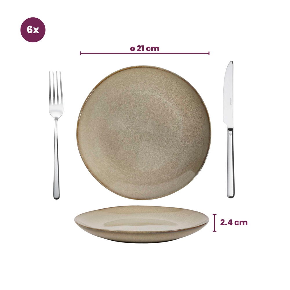 Cookinglife Geschirrset Sabi Beige 18-teilig / 6 Personen - 6 Speiseteller, 6 Frühstücksteller und 6 Schalen