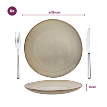 Cookinglife Geschirrset Sabi Beige 18-teilig / 6 Personen - 6 Speiseteller, 6 Frühstücksteller und 6 Schalen