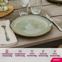 Cookinglife Geschirrset Sabi Grün 18-teilig / 6 Personen - 6 Speiseteller, 6 Frühstücksteller und 6 Schalen