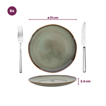 Cookinglife Geschirrset Sabi Grün 18-teilig / 6 Personen - 6 Speiseteller, 6 Frühstücksteller und 6 Schalen