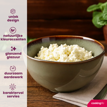 Cookinglife Geschirrset Sabi Grün 18-teilig / 6 Personen - 6 Speiseteller, 6 Frühstücksteller und 6 Schalen