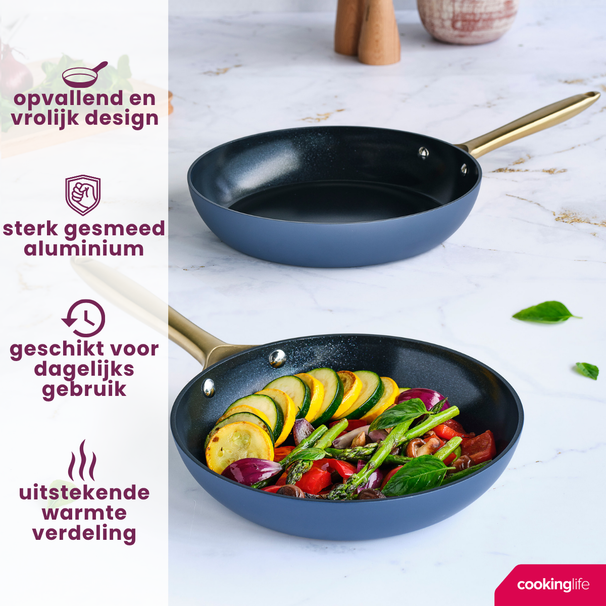 Cookinglife Bratpfannen Set Style Blau - ø 24 & 28 cm - keramische Antihaftbeschichtung - geeignet für alle Wärmequellen