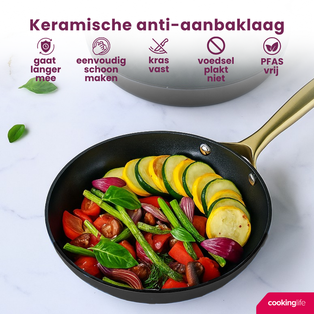 Cookinglife Bratpfannen Set Style Schwarz - ø 24 & 28 cm - keramische Antihaftbeschichtung - geeignet für alle Wärmequellen