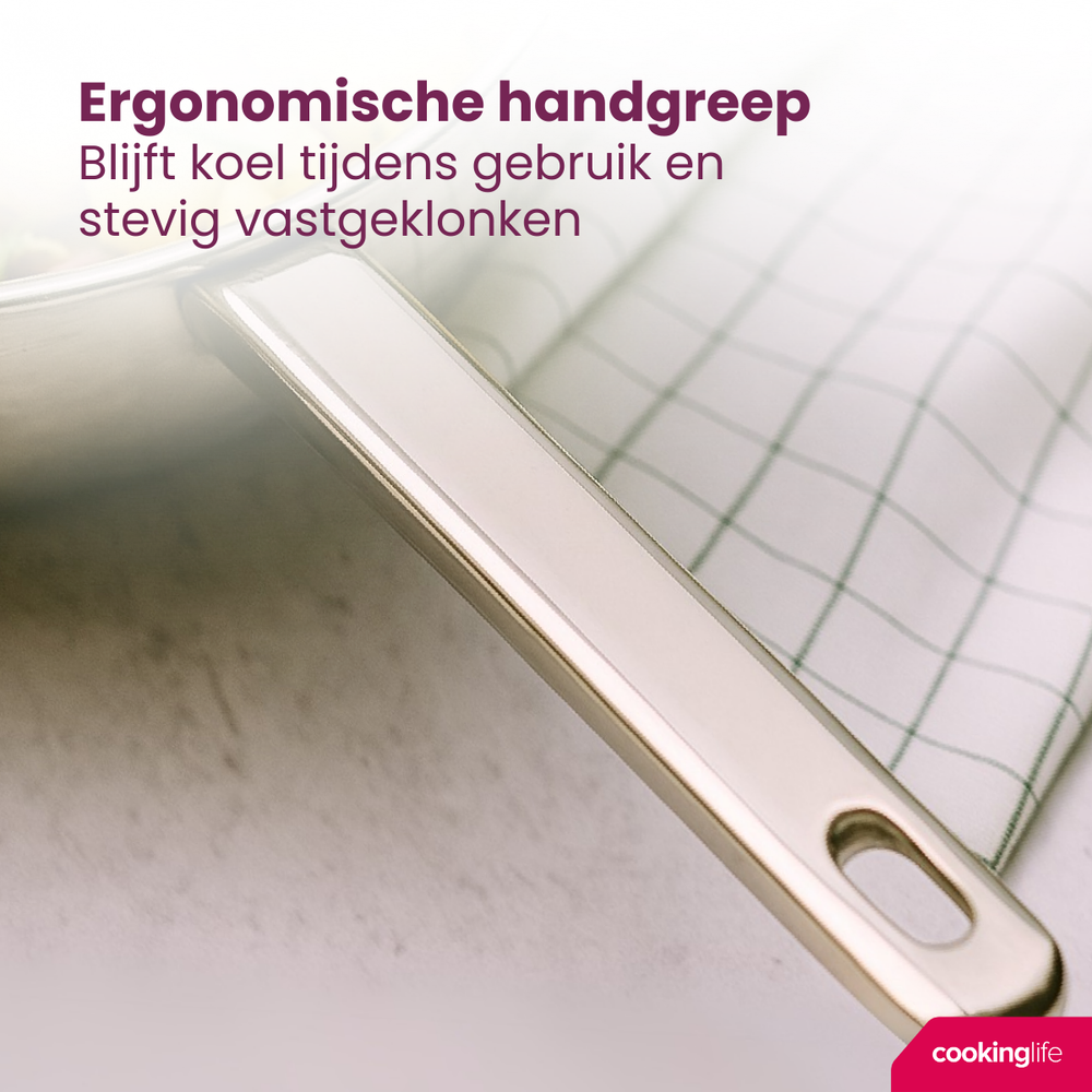 Cookinglife Bratpfanne Superior RVS ø 28 cm - ohne Antihaftbeschichtung - geeignet für alle Wärmequellen - PFAS-frei