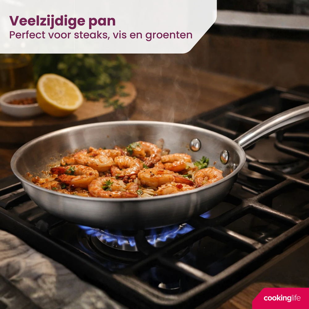 Cookinglife Bratpfannenset Superior Ø 24 und 28 cm – geeignet für alle Wärmequellen – ohne Antihaftbeschichtung