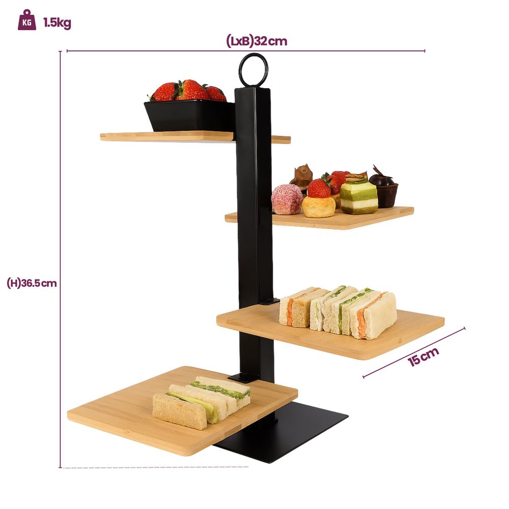Cookinglife Etagere 4-lagig / Servierständer + Schälchen - Schwarzes Metall
