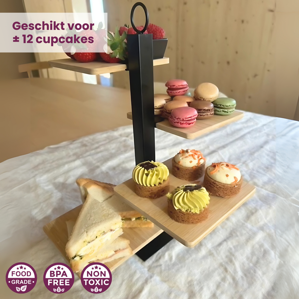 Cookinglife Etagere 4-lagig / Servierständer + Schälchen - Schwarzes Metall