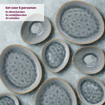 Cosy & Trendy Geschirrset Laguna Blau Grau 24-teilig / 6 Personen