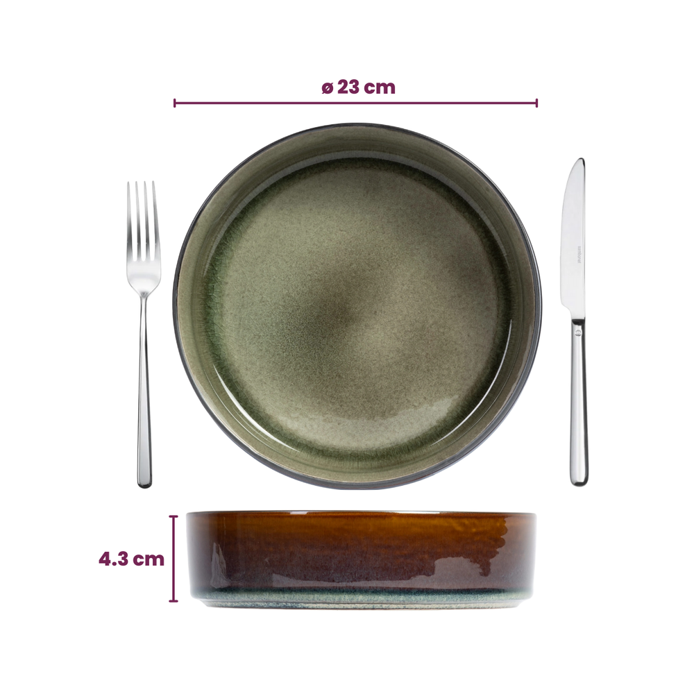 Cosy & Trendy Tiefe Teller / Pastateller - Quintana Green ø 23 cm / H 4,3 cm - 4 Stück