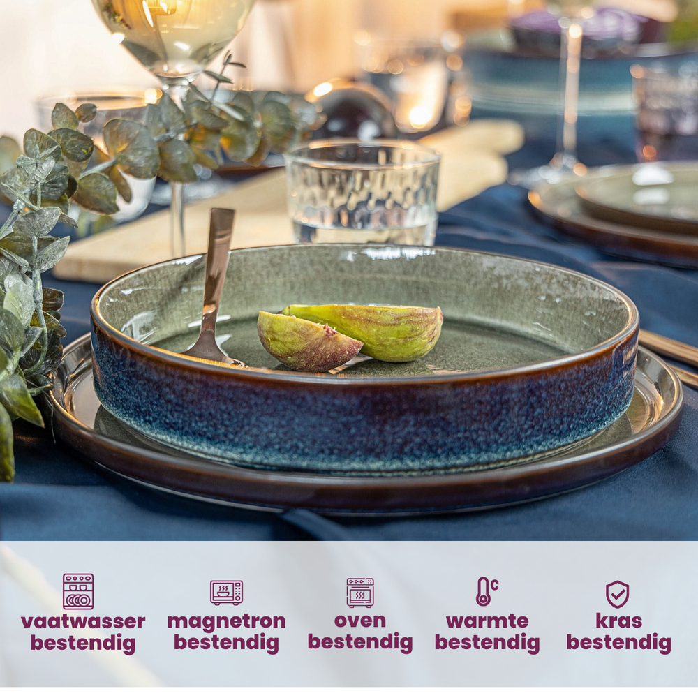 Cosy & Trendy Tiefe Teller / Pastateller - Quintana Green ø 20 cm / H 5,2 cm - 4 Stück