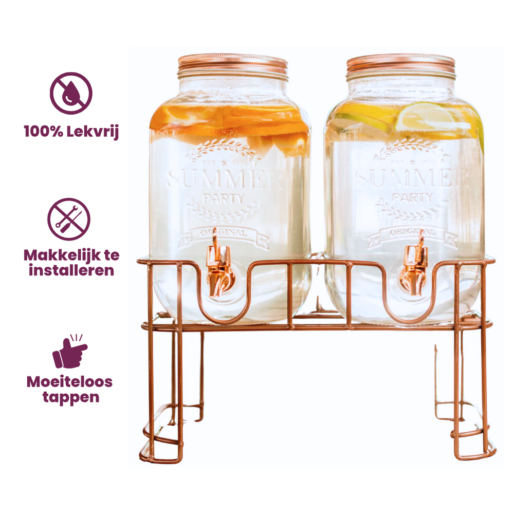 Cosy & Trendy Getränkespender - mit Halterung - 2 x 3 Liter