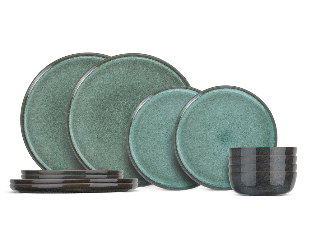 Cosy & Trendy Geschirrset Lerida Meadow 12-teilig / 4 Personen - 4 Speiseteller, 4 Frühstücksteller und 4 Schalen