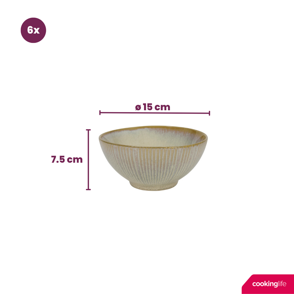 Cookinglife Geschirrset Coastal Lines Ocean Beige 18-teilig / 6 Personen - 6 Speiseteller, 6 Frühstücksteller und 6 Suppenteller