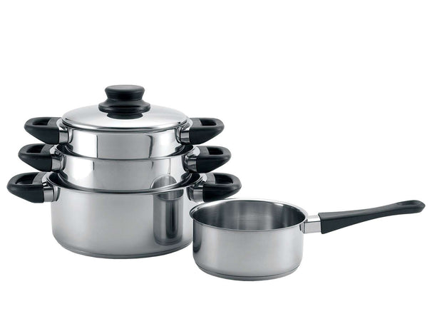 Cookinglife Kochgeschirr Set RVS / Schwarz 4-teilig