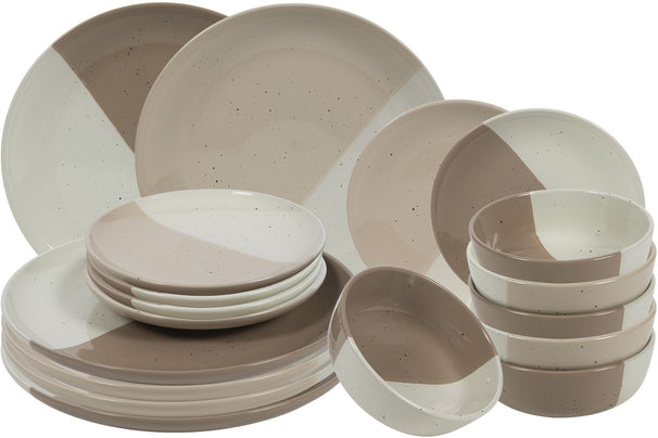 Cookinglife Geschirrset Leem 18-teilig / 6 Personen - 6 Speiseteller, 6 Frühstücksteller und 6 Schalen