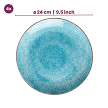 Cookinglife Geschirrset Tela Blau Porzellan 12-teilig / 4 Personen - 4 Speiseteller, 4 Frühstücksteller und 4 tiefe Teller