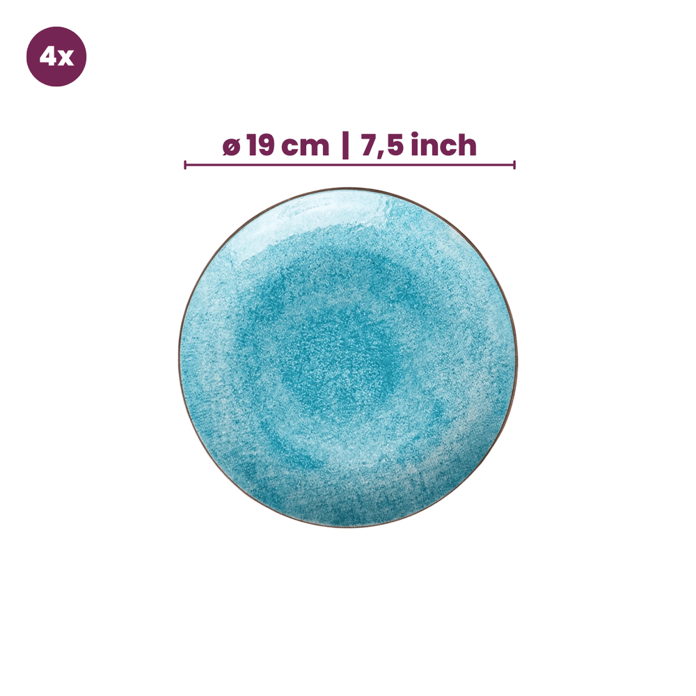 Cookinglife Geschirrset Tela Blau Porzellan 12-teilig / 4 Personen - 4 Speiseteller, 4 Frühstücksteller und 4 tiefe Teller