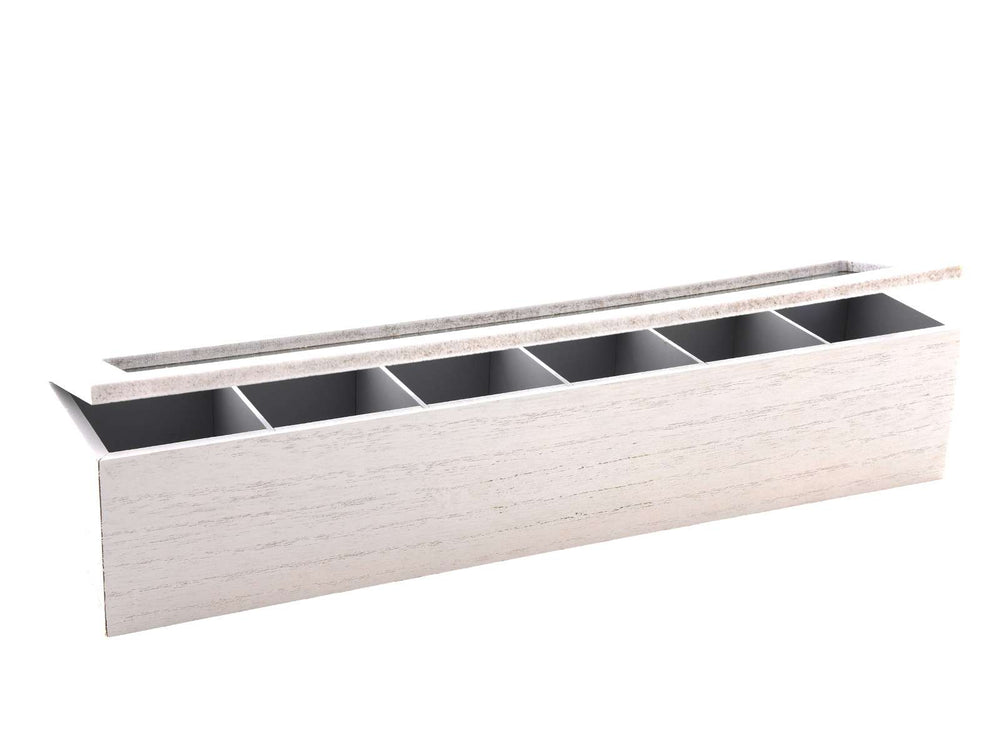 Cookinglife Teebox Holz Weiß 6-Fächer mit Glasdeckel