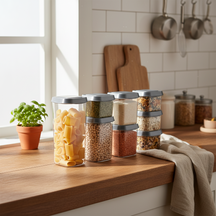 Cookinglife Vorratsgläser-Set, 8-teilig – mit grauen Deckeln