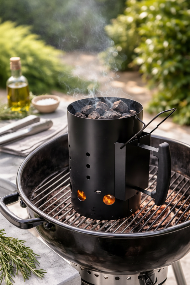 Cookinglife Grillanzünder-Brikett Fire & Flavor 30,5 cm – Hitzebeständiges Metall, Schwarz