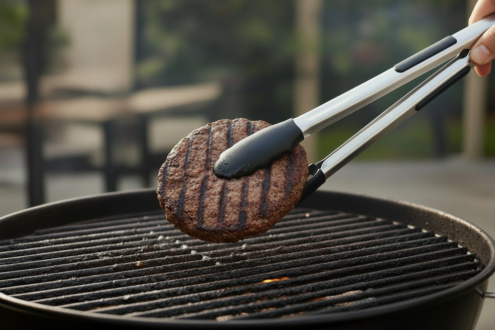 Cookinglife BBQ Zange Fire & Flavour RVS 32 cm - BBQ Werkzeug mit schwarzem Griff