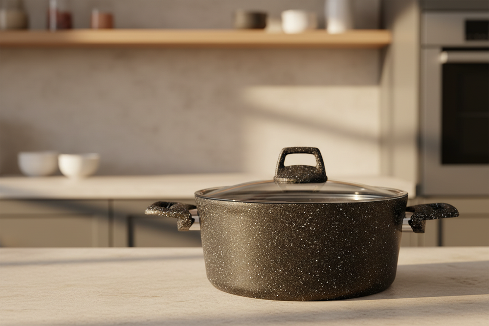 Cookinglife Kasserolle Aluminium 20 cm 2,7 L - Induktion - Schwarz gesprenkelt