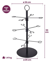 Cookinglife Cocktailbaum für 12 Gläser – Cocktailbaum & Etagere – Gläserständer, Servierturm – Schwarz