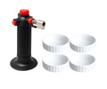 Cookinglife Creme Brulee Set - Creme Brulee Schalen ø 12 cm 4 Stück + Creme Brulee Brenner