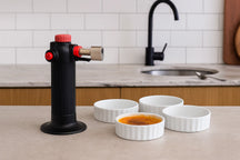 Cookinglife Creme Brulee Set - Creme Brulee Schalen ø 12 cm 4 Stück + Creme Brulee Brenner