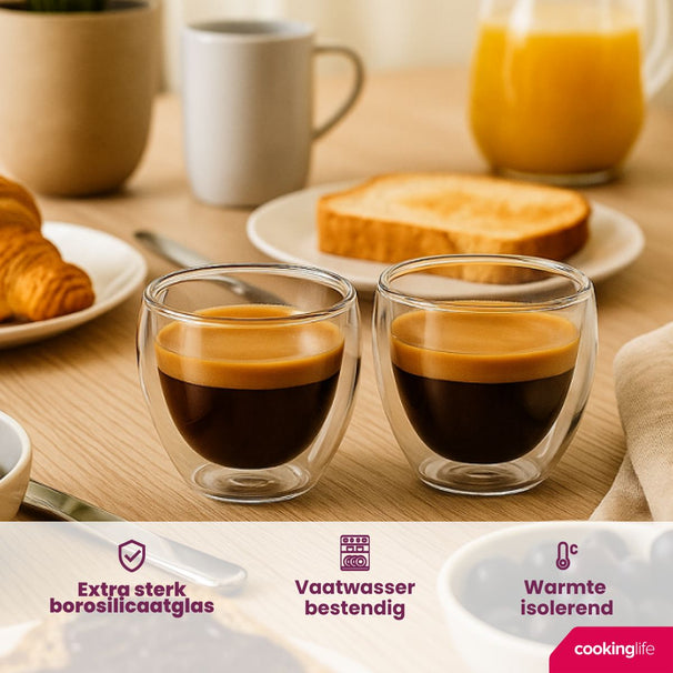 Cookinglife Doppelwandige Espressogläser 100 ml - 2 Stück
