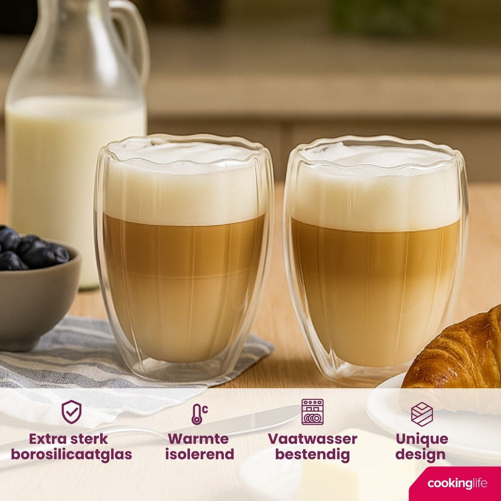Cookinglife Doppelwandige Latte Macchiato Gläser / Kaffeegläser Pumpkin 300 ml - 2 Stück