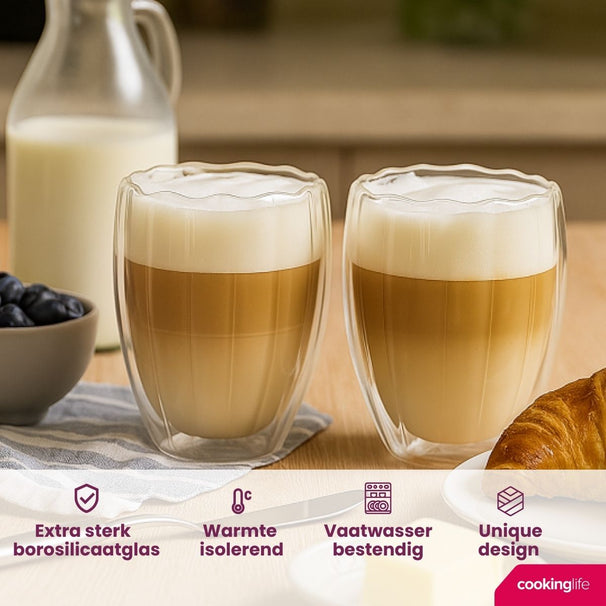 Cookinglife Doppelwandige Latte Macchiato Gläser / Kaffeegläser Pumpkin 300 ml - 2 Stück